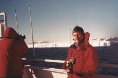 Aboard ship with tabular icebergs